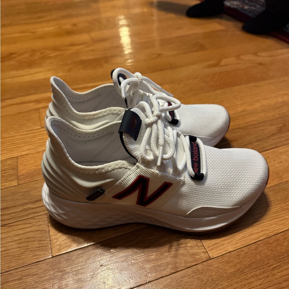 New Balance White and Navy Sneakers